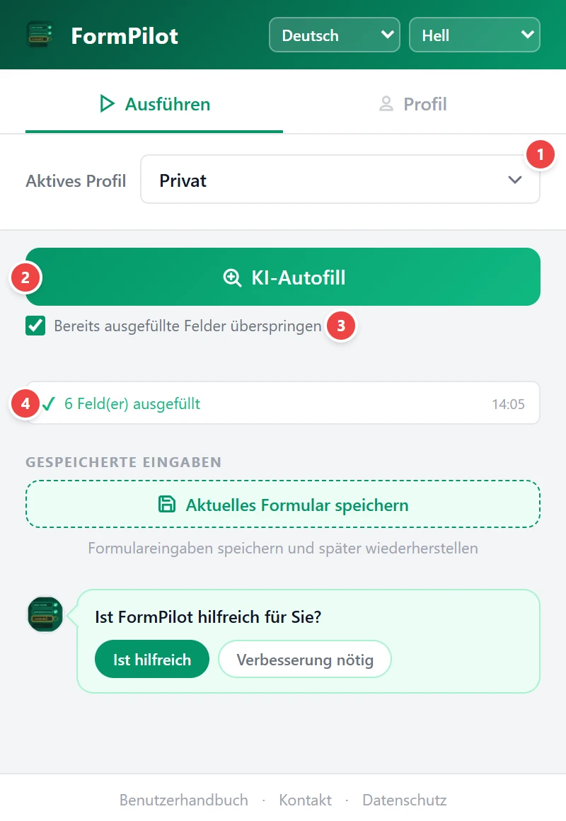 KI-Autoausfüllung ausführen