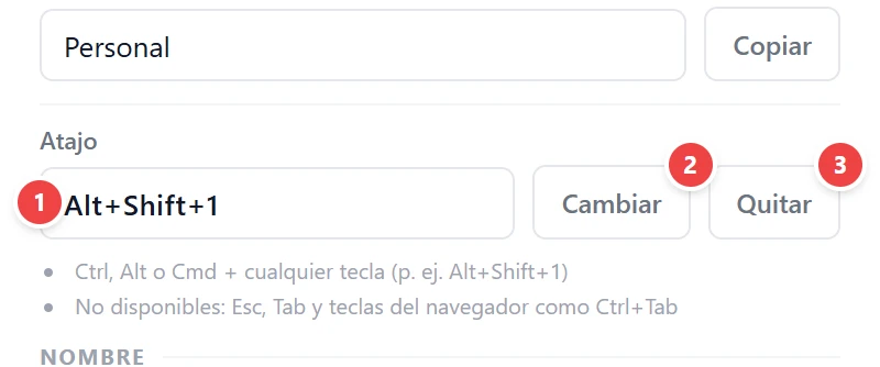 Atajos de teclado