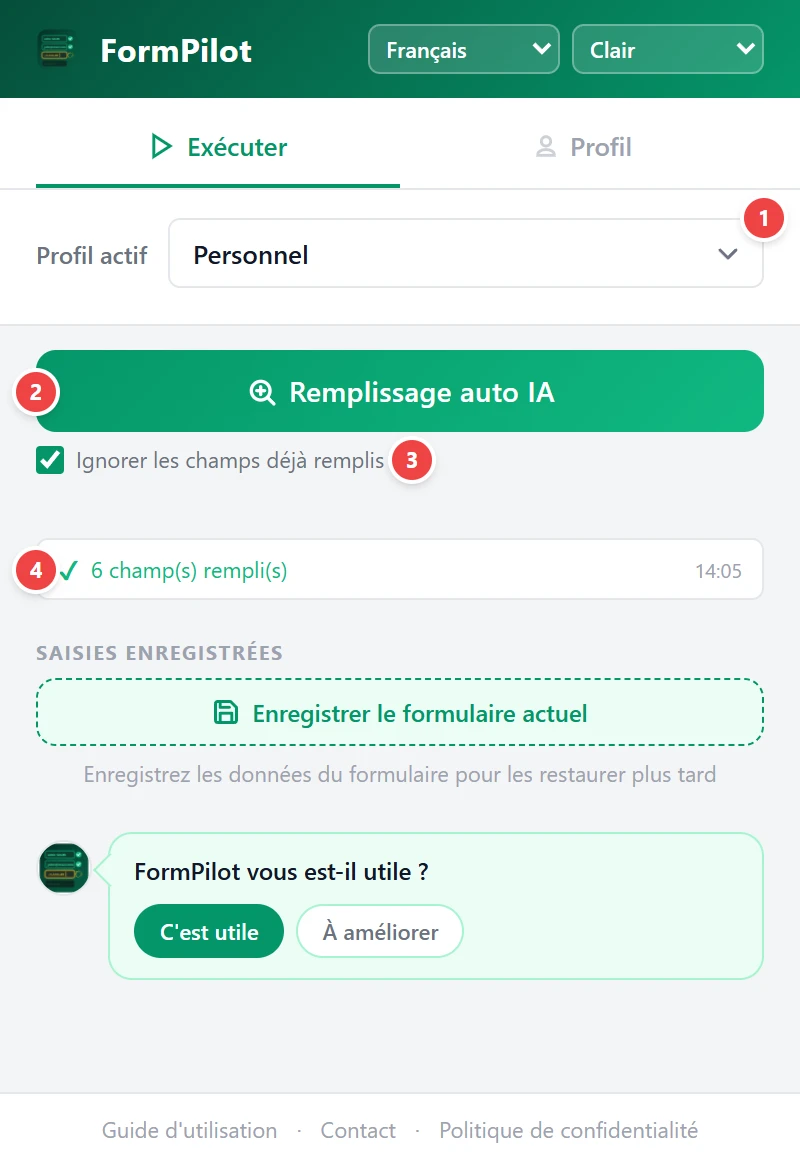 Lancer le remplissage automatique par IA