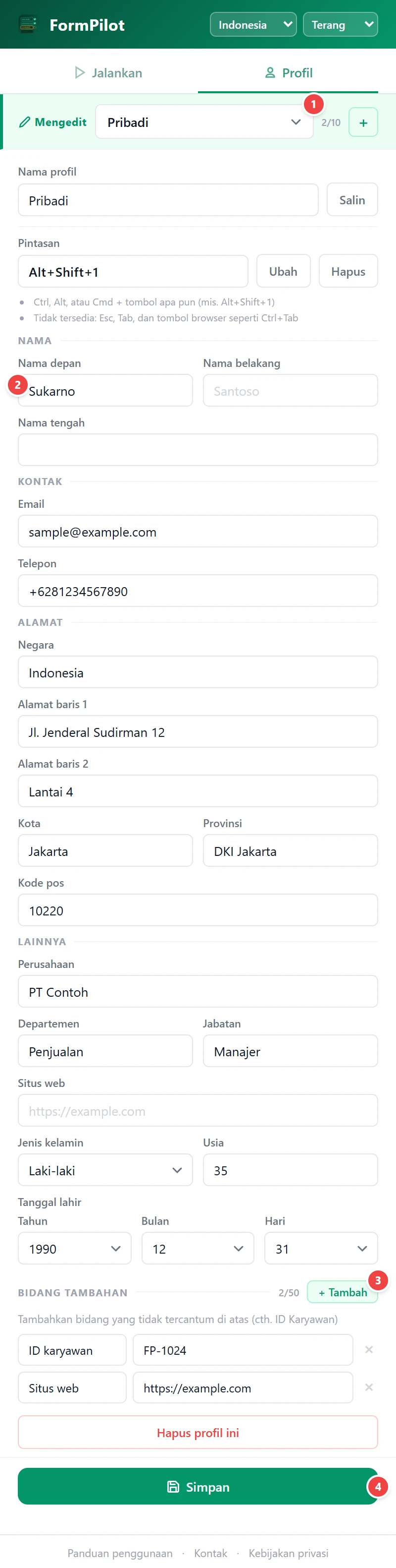 Daftarkan Profil