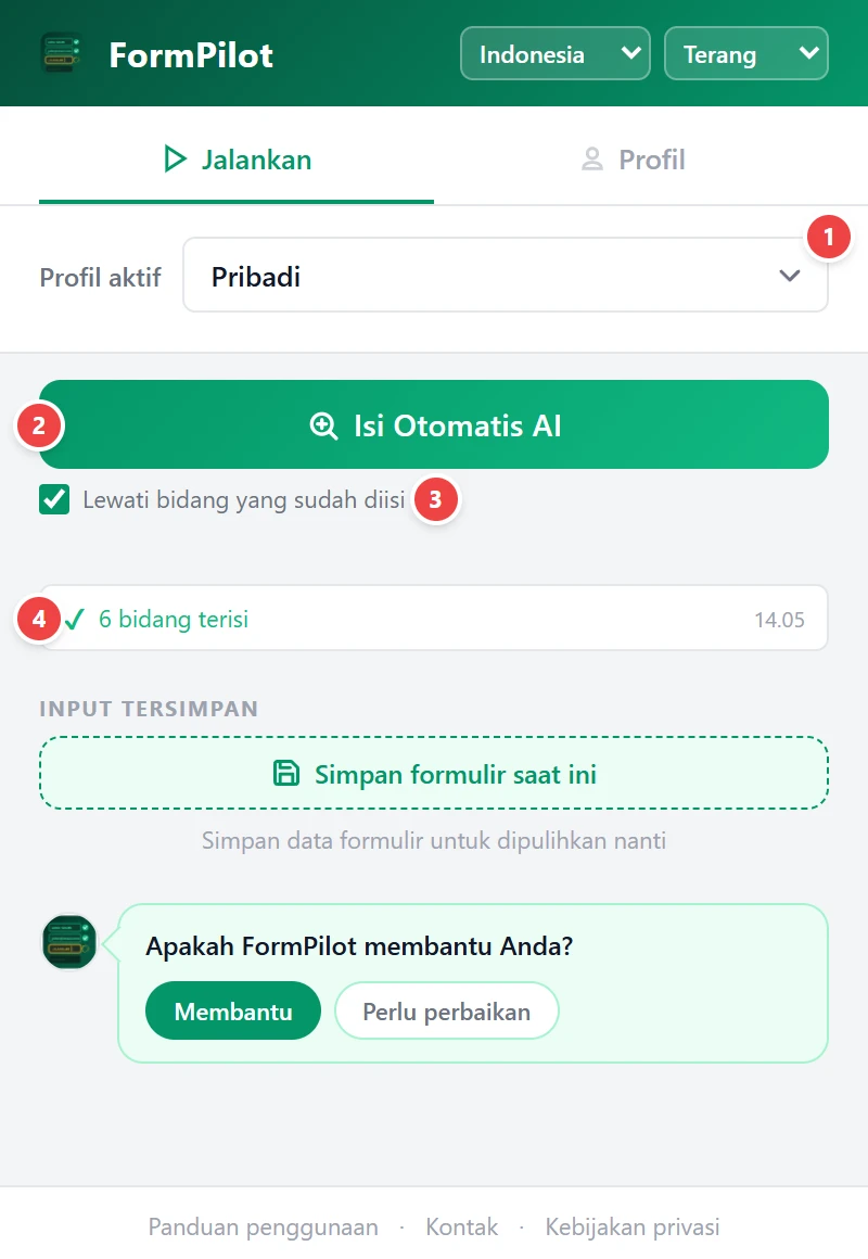 Jalankan Pengisian Otomatis AI