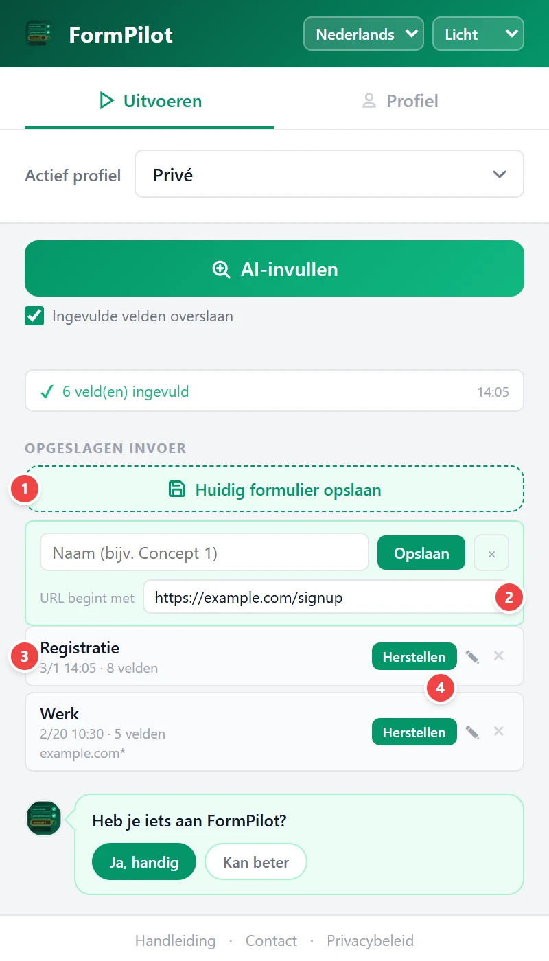 Opslaan en herstellen