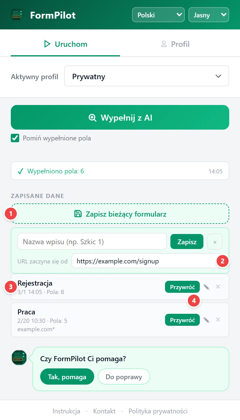 Zapisz i przywróć