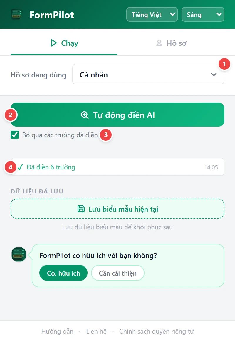 Tự động điền bằng AI