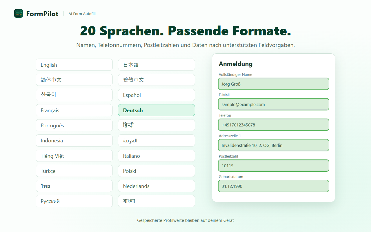 20 Sprachen. Passende Formate.