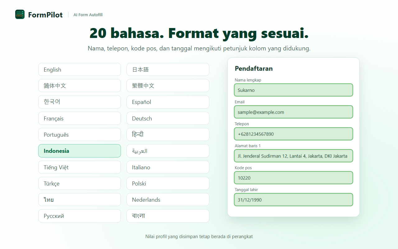 20 bahasa. Format yang sesuai.