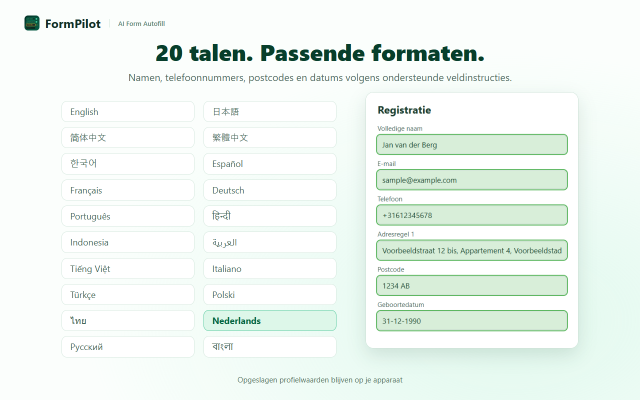 20 talen. Passende formaten.