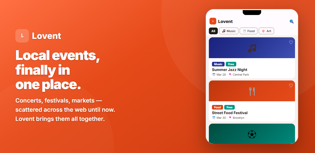 Lovent - Local events, found for you.