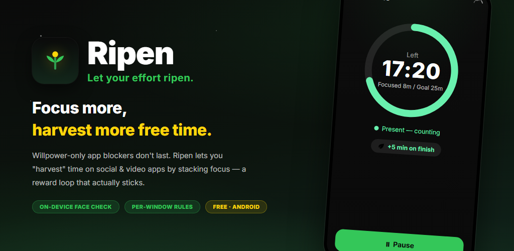 Ripen - 集中した分だけ、自由時間が実る。